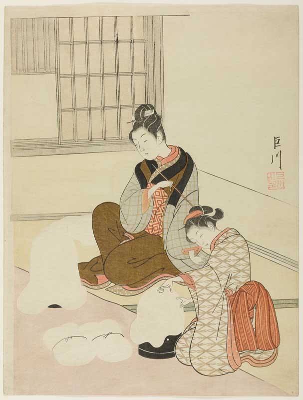 Evening Snow on a Floss Shaper - Suzuki Harunobu